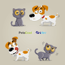 Illustrations mascottes pour la gamme de produits PetsCool (Anidev)